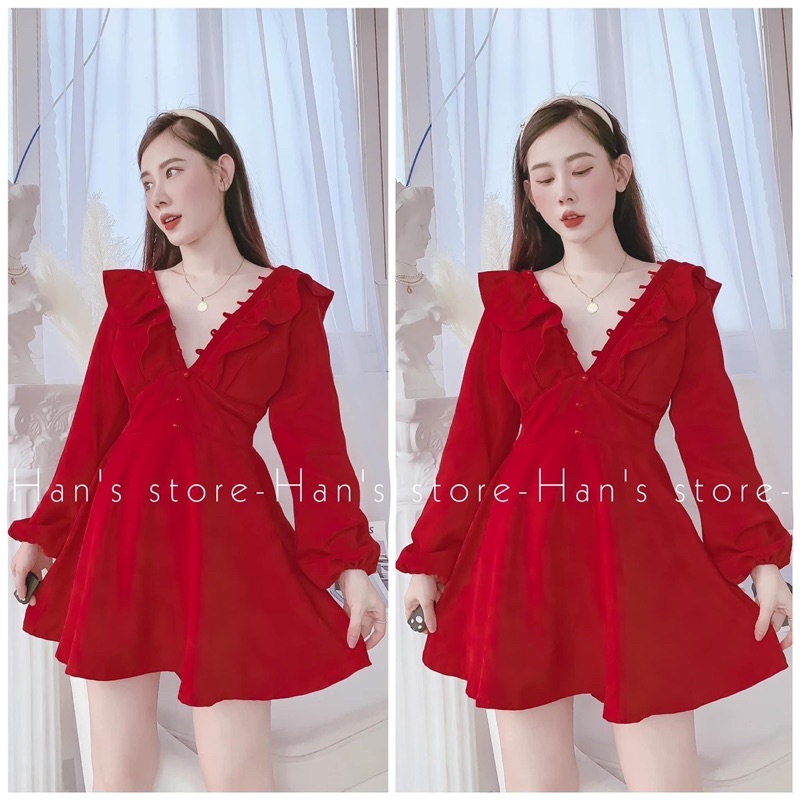 ĐẦM CỔ V BÈO XINH XẮN CÓ MÚT NGỰC(ẢNH THẬT)