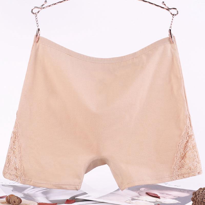 Quần lót cotton cạp cao co giãn màu trơn phối ren gợi cảm cho nữ size lớn 40kg-100kg