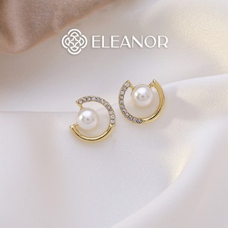 Bông tai nữ ngọc trai nhân tạo Eleanor Accessories viền hở chuôi bạc 925 phụ kiện trang sức thời trang xinh