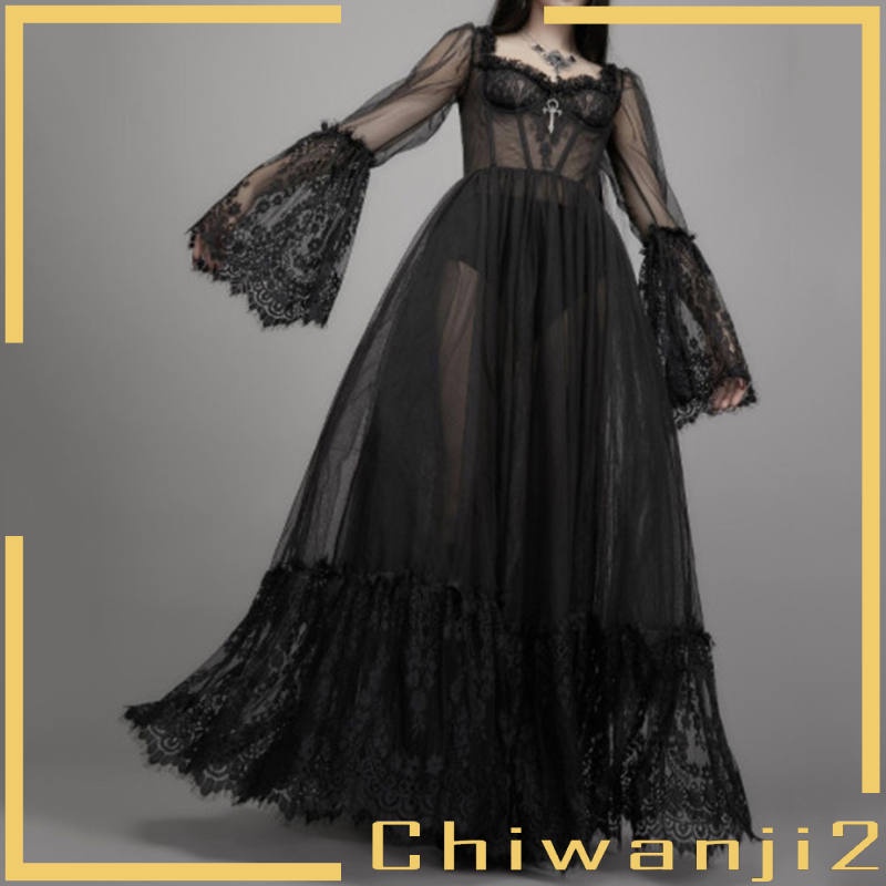 Đầm dài tay ống loe phối ren xuyên thấu gợi cảm cho nữ
 | BigBuy360 - bigbuy360.vn