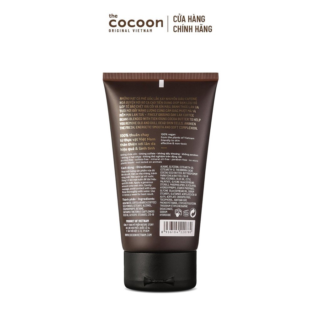 [FREESHIP] Cà Phê Đắk Lắk Làm Sạch Da Chết Mặt Cocoon 150ml/tuýp ＊AramoMart＊