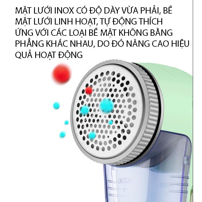 Máy cắt lông xù quần áo dùng cắm điện, không lo sạc pin OR 8852 chính hãng cao cấp tặng kèm 6 lưỡi cắt