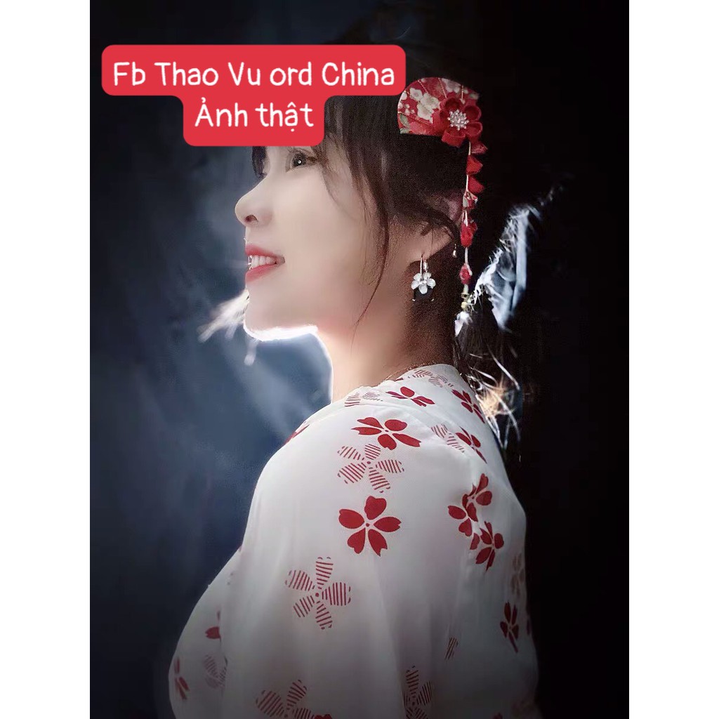 Váy Đầm Voan Kiểu Nhật ⚡️ẢNH THẬT⚡️ Váy Hoa Đỏ Yukata Kiểu Nhật Cực Xinh Chào Hè Cho Các Nàng