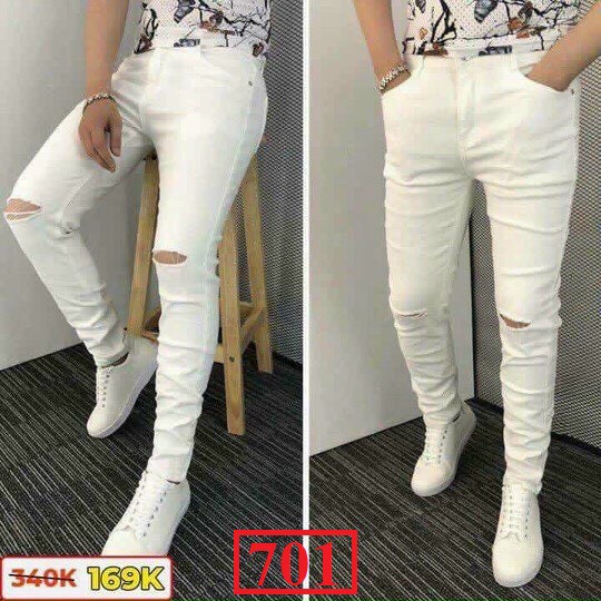 Quần jean nam chất bò cao cấp -ms 1999-màu trắng trơn-phong cách hàn quốc | BigBuy360 - bigbuy360.vn
