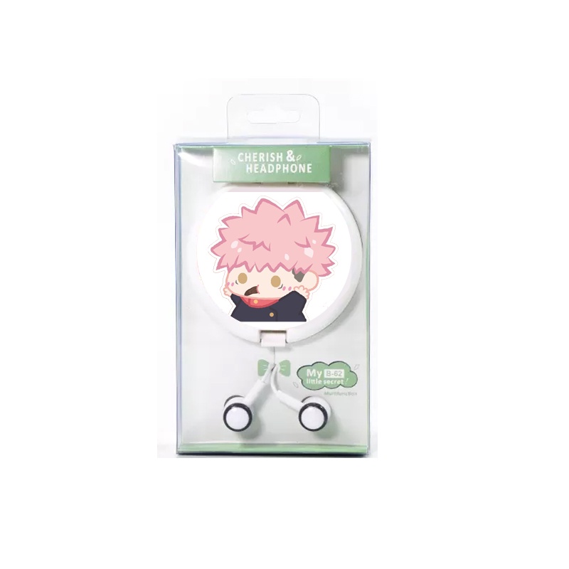 Tai nghe hộp tròn in hình JUJUTSU KAISEN VER TẬP THỂ DỤC chibi anime xinh xắn tiện lợi