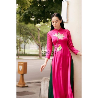 Áo dài may sẵn sen siêu đẹp