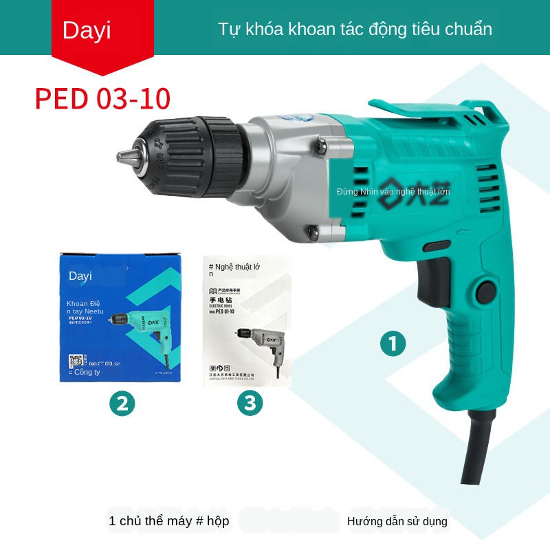 ❖❆Máy khoan cầm tay chạy điện đa năng Dayi gia đình 220V súng ngắn 450W công suất lớn vặn vít va chạm ｡