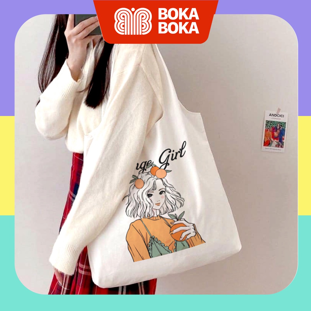 Túi Tote Vải Canvas Orange Girl Xách Vai Nữ thời trang cao cấp giá rẻ có khóa kéo