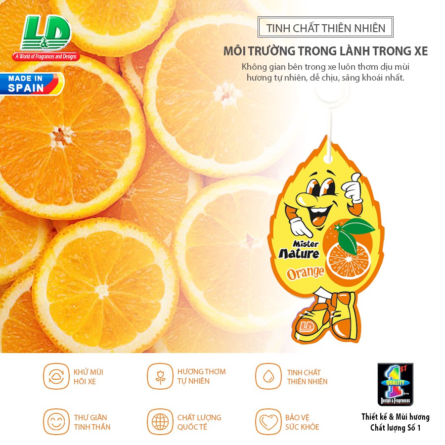 [Mã BMBAU50 giảm 10% đơn 99k] Lá Thơm Nụ Cười May Mắn L&amp;D Mister Nature Orange Nhập Khẩu Chính Hãng