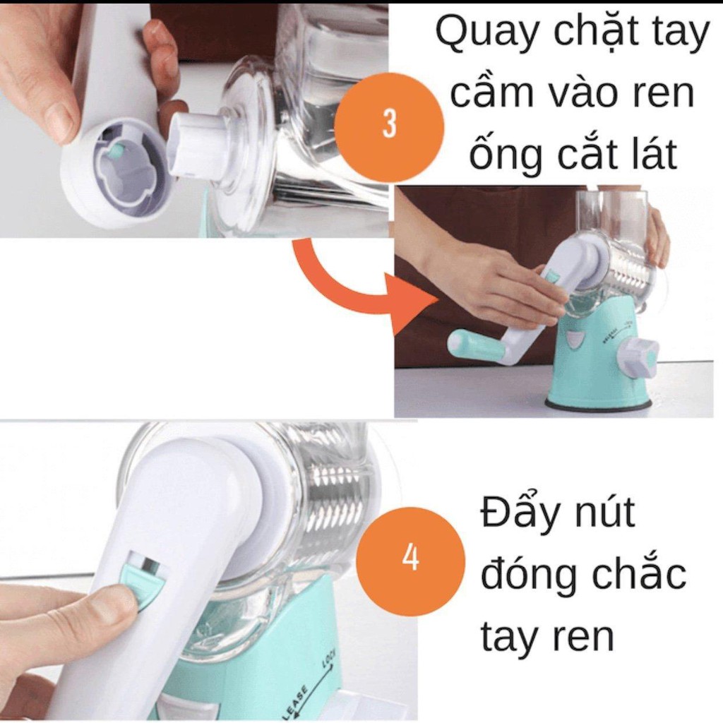 Máy bào sợi cắt lát rau củ quả bằng tay, Bộ dụng cụ cắt gọt rau củ quả đa năng 3 đầu, Dụng cụ nạo rau củ thành dạng sợi