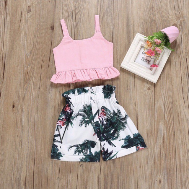 Set Trang Phục 02 Chi Tiết Áo Hai Dây vs Quần Short Họa Tiết Xinh Yêu... Cho Bé Từ 01-06Tuổi.