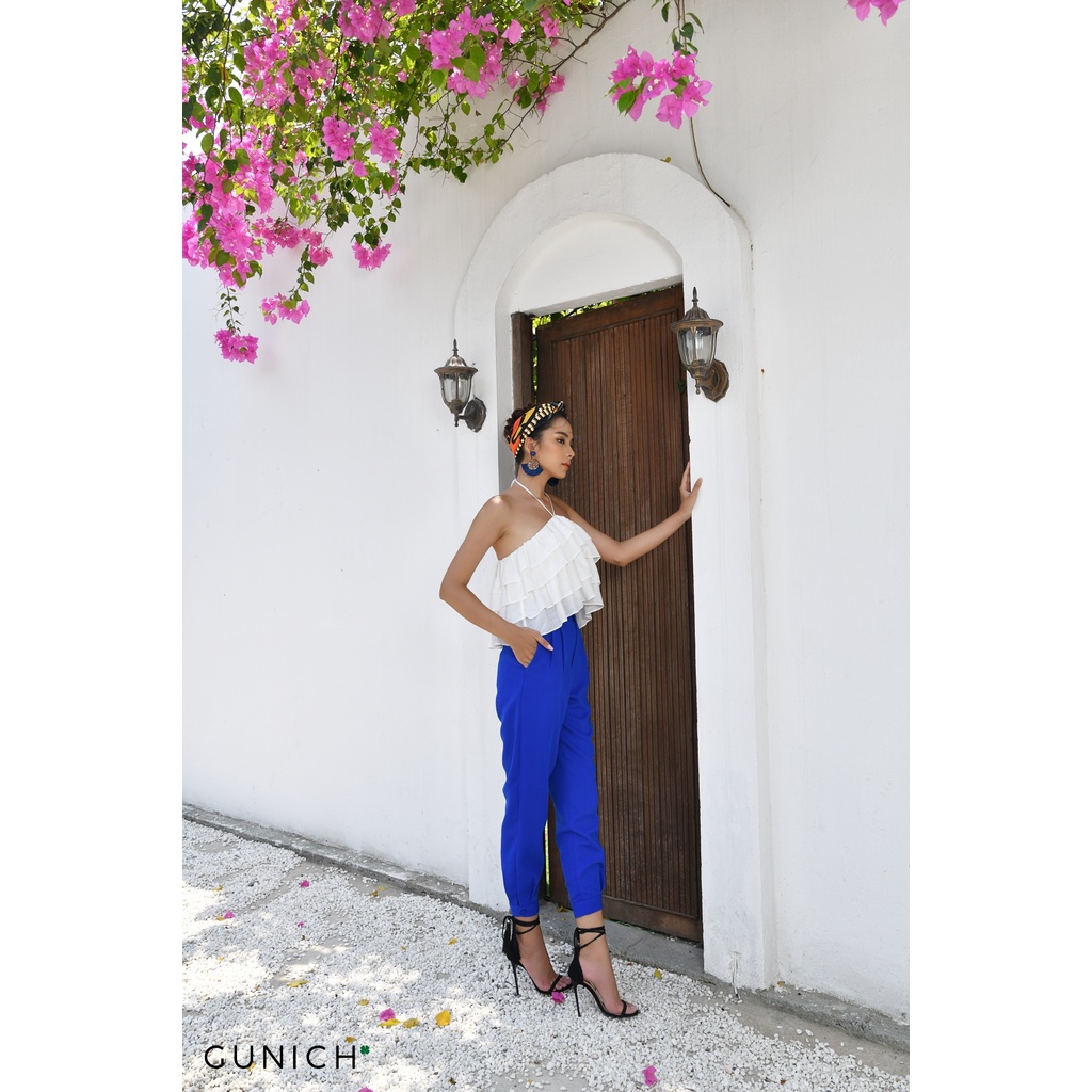 Quần jogger xếp ly xanh cobalt chất tuyết Ý cao cấp, thoáng khí Gunich