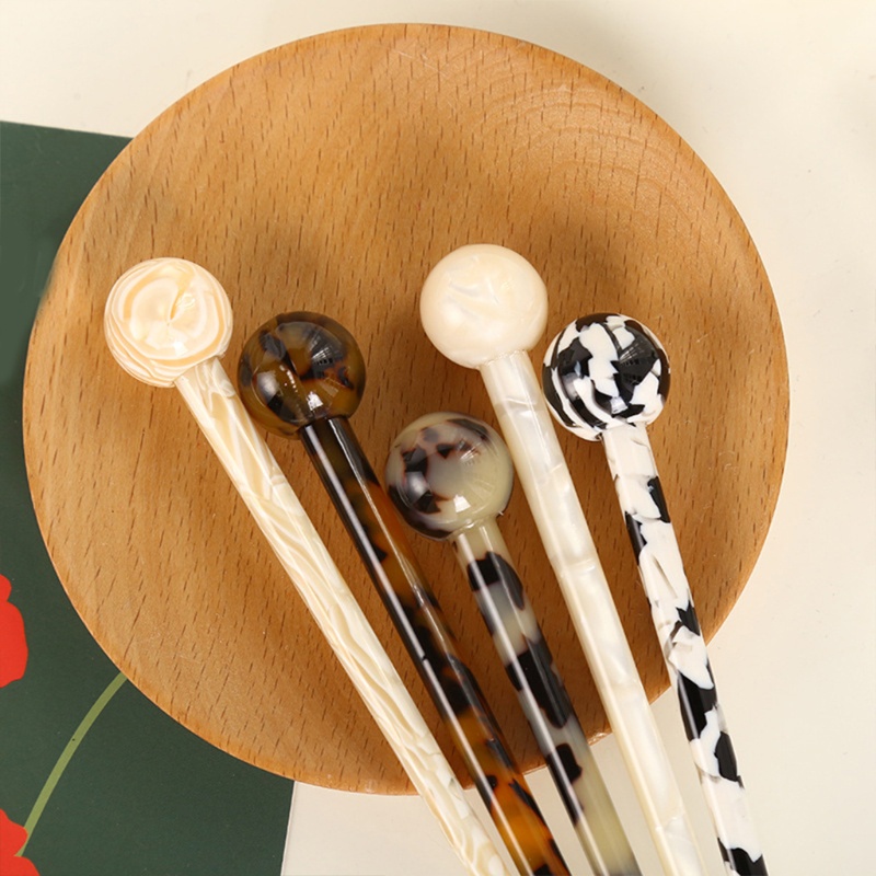 Trâm Cài Tóc Tròn Acetate Họa Tiết Da Báo Bò Kẹo Mút Cổ Điển