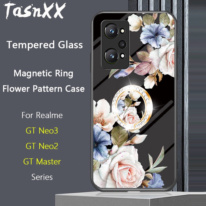Ốp Điện Thoại Kính Cường Lực 9H Siêu Mỏng Có Vòng Đỡ Nam Châm Cho Realme GT Neo3 Neo2 Neo 3 2