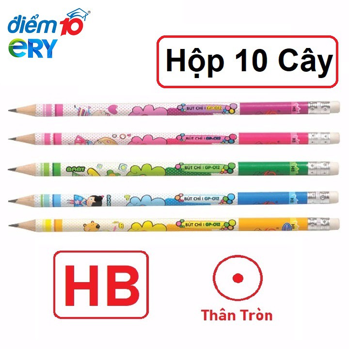 [10 Cây] Hộp Bút Chì Gỗ HB Điểm 10 TP-GP012