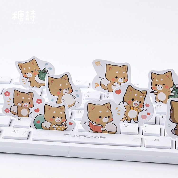 Bộ sticker/ Hình dán Bé Mèo Nâu (45 Hình)