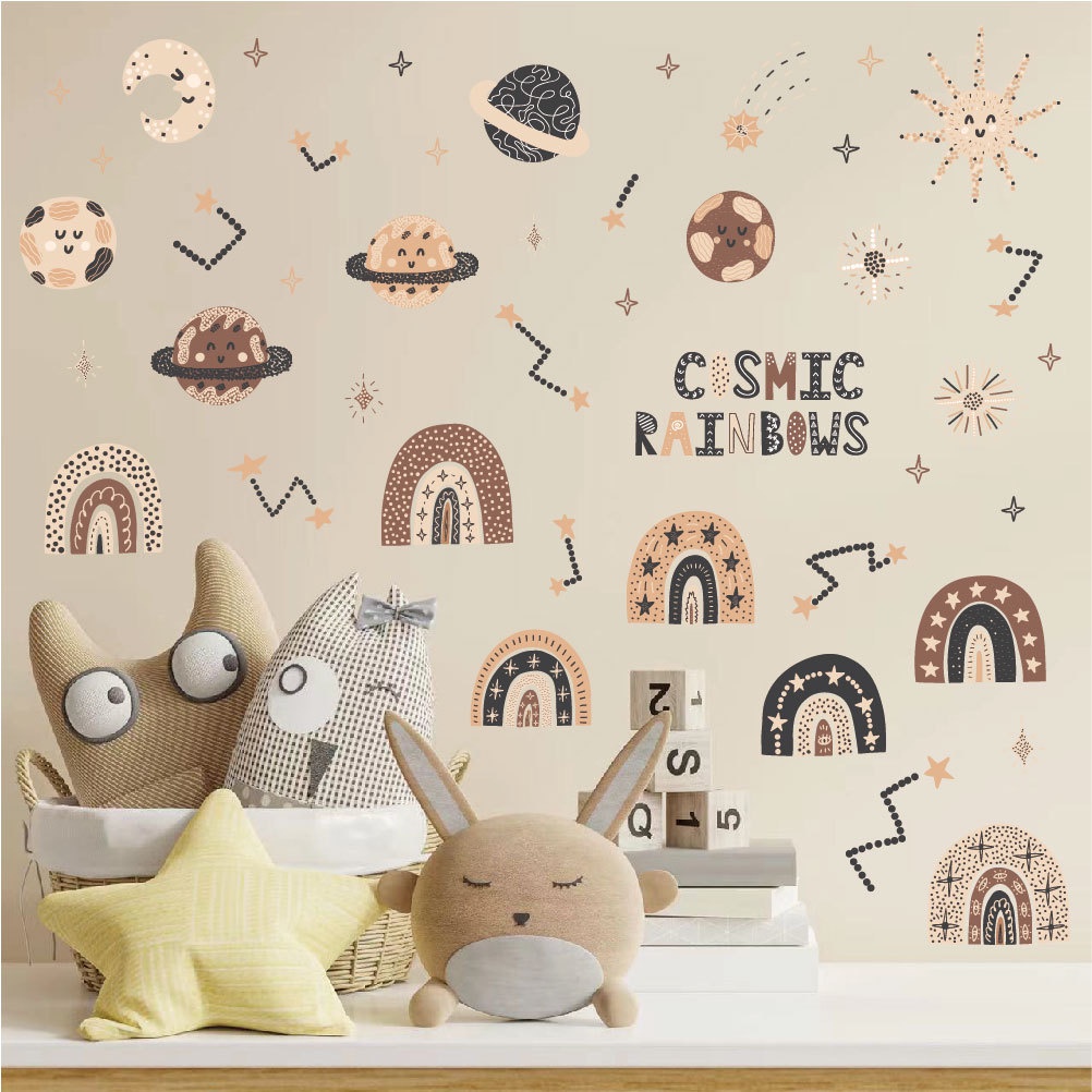 Sticker Dán Tường Phòng Ngủ Trẻ Em Phòng Ngủ Trẻ Em 12 Kiểu Hình Cầu Vồng Morandi