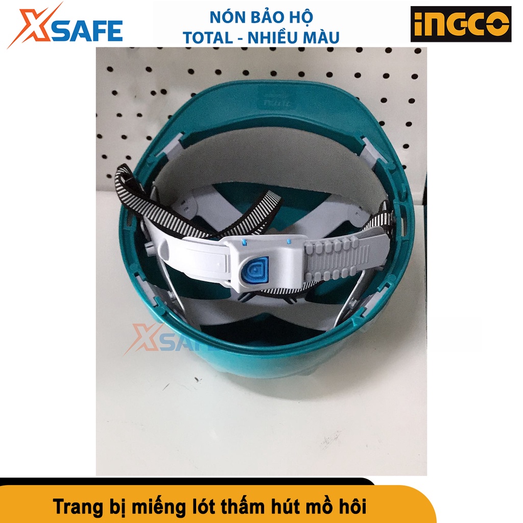 Nón bảo hộ Total chất liệu polythelyn chịu va đập, dây nón nylon trang bị nút gài dễ điều chỉnh, 4 màu lựa chọn