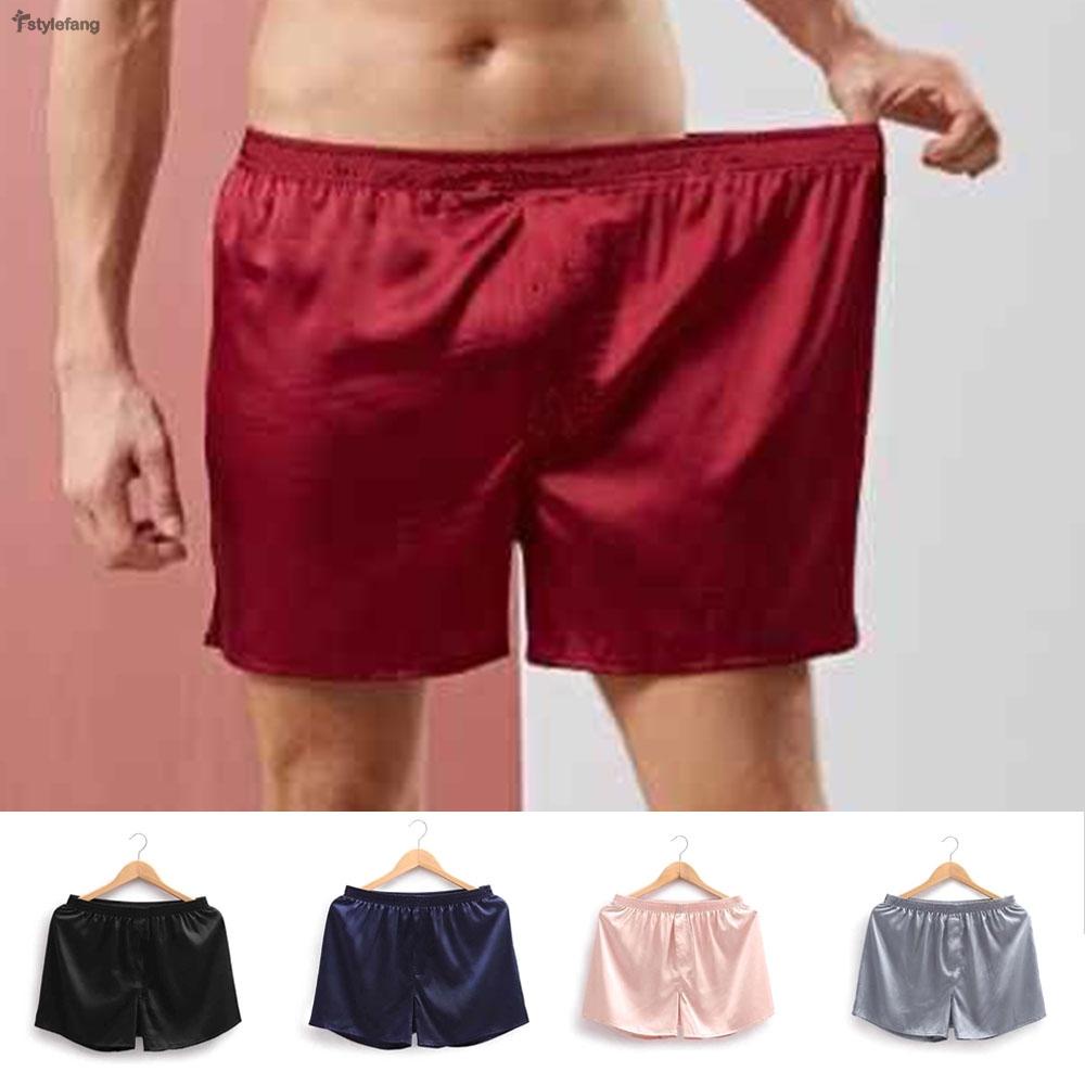 Quần Lót Boxer Màu Trơn Bằng Vải Satin Cho Nam