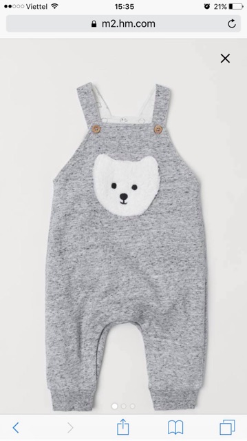Yếm nỉ gấu H&M sz 0/1M form to
