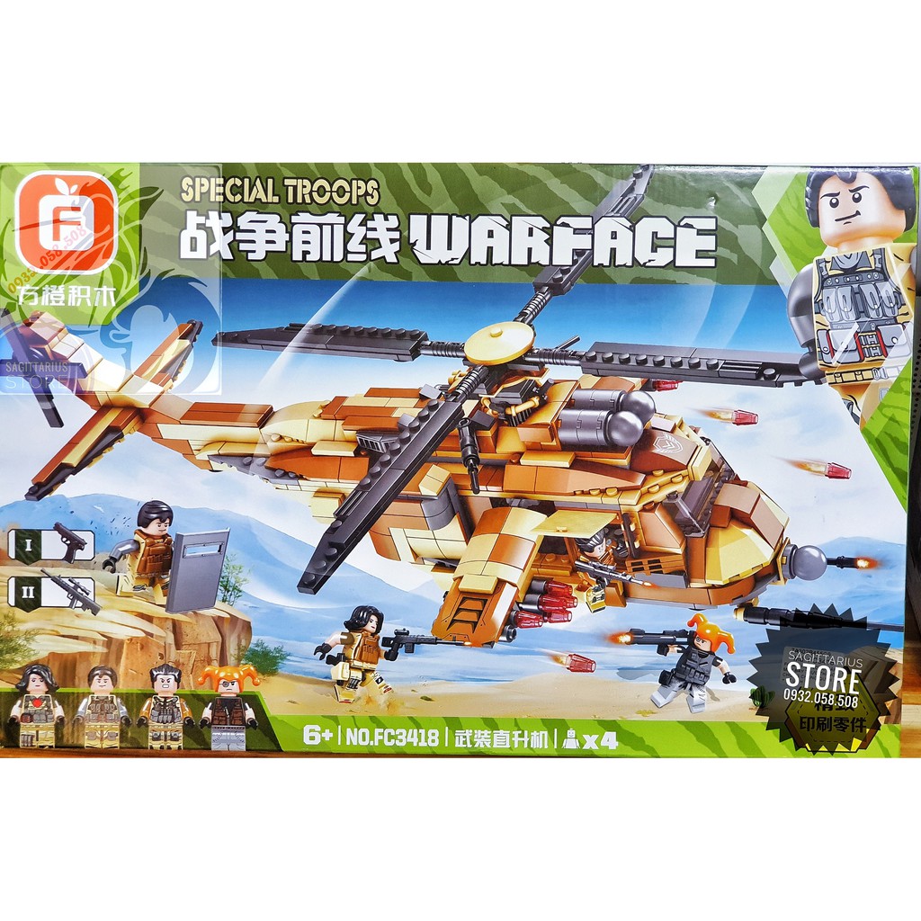 Lego Lắp Ráp Trực Thăng Chiến Đấu FC3418 ( 713 Mảnh )