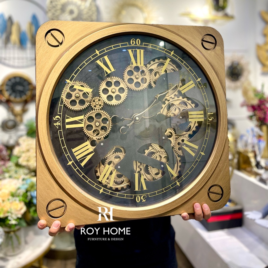 Đồng hồ treo tường bánh răng chuyển động phong cách vintage mã GTCM17033