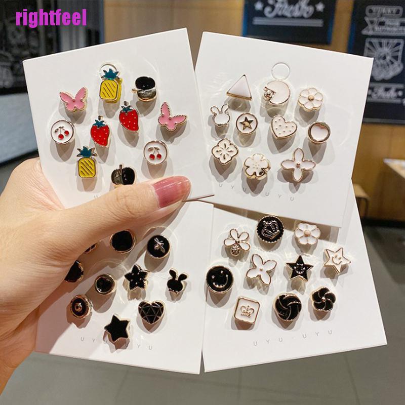 Rightfeel 10PC Shirt Brooch Buckle Pearl Button Neckline Pin Women Cufflinks Decoration