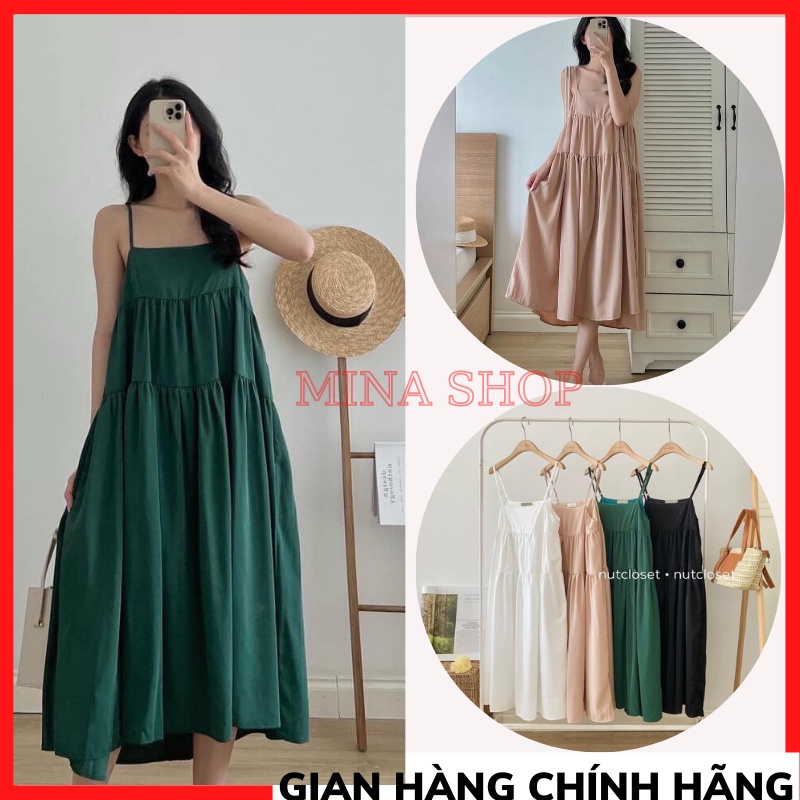Váy maxi babydoll, đầm suông form rộng, váy tầng hai dây đi biển THỜITRANG1989