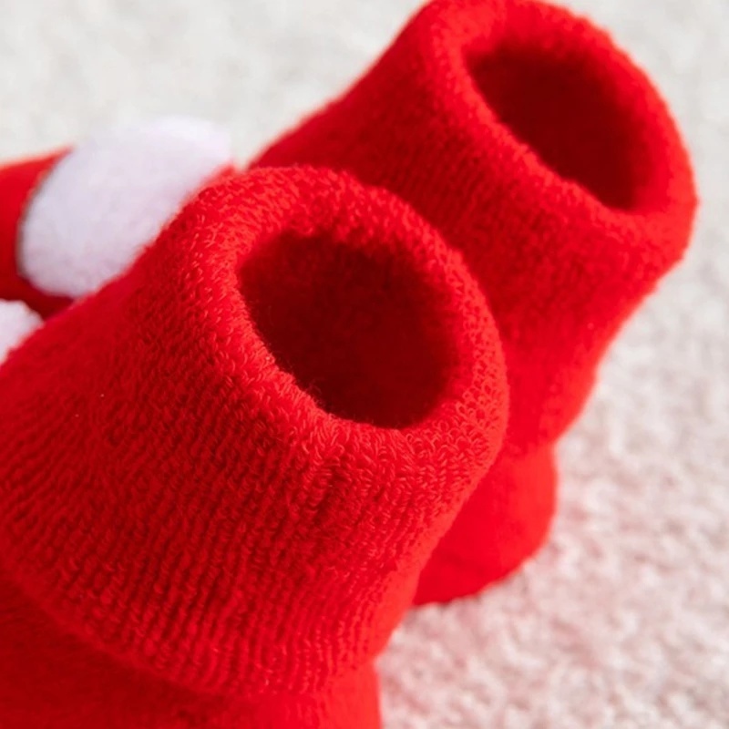 Đôi vớ ngắn bằng cotton dày dặn in họa tiết chủ đề Noel cho bé sơ sinh