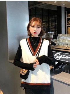 [Order] Áo len gile cổ kẻ( có ảnh thật)