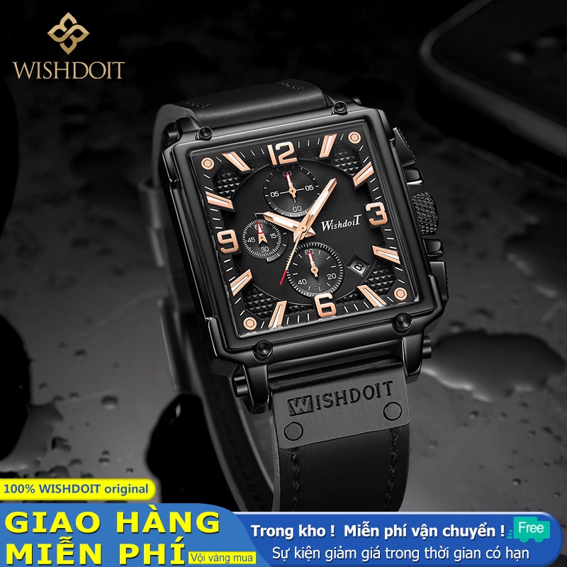 Đồng hồ quartz chống thấm nước với dây đeo da WISHDOIT | BigBuy360 - bigbuy360.vn
