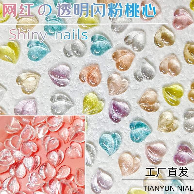 SET 50 VIÊN TIM ĐÀO NHŨ FLASH ÁNH KIM- CHARM NHỰA CAO CẤP