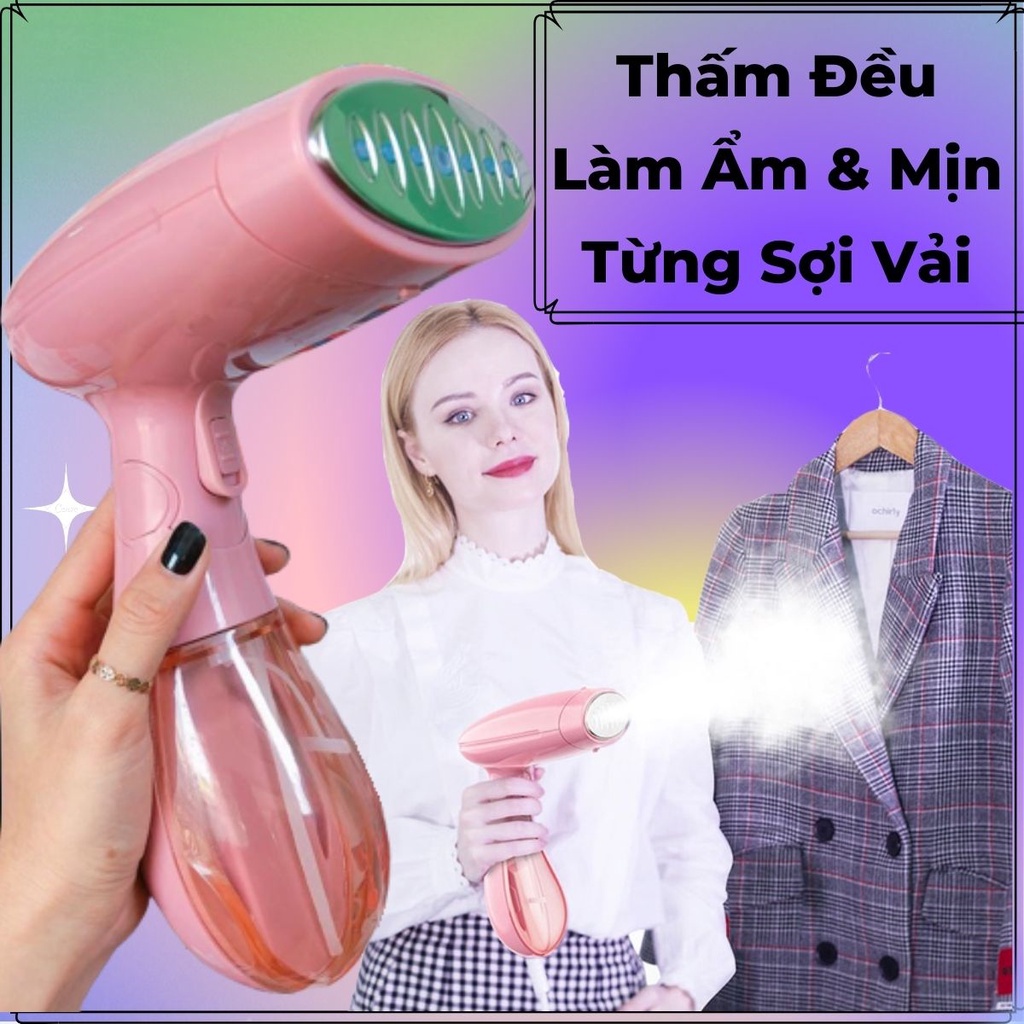 Bàn Là Hơi Nước Cầm Tay Công Suất 1500W Giúp Ủi Đồ Siêu Nhanh Với 7 Lỗ Hơi Và Bình Chứa 130ml, Có Thể Gấp Gọn Mang Đi