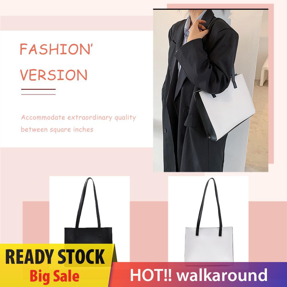 Walk Simple Female PU Leather Commuter Tote Big Capacity Shoulder Top-handle Bag