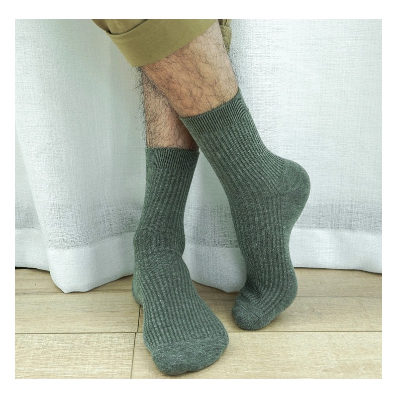 Tất ống dài đến giữa bắp chân thiết kế màu trơn thanh lịch cho nam