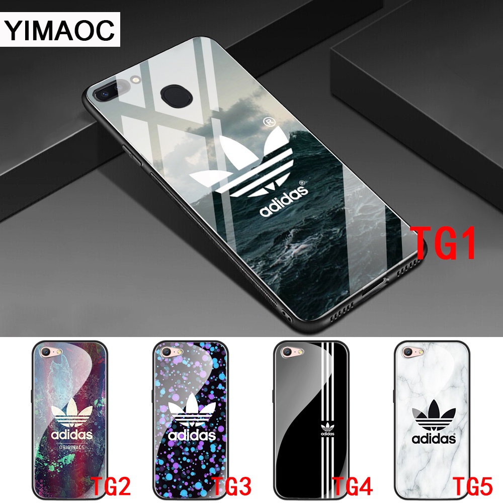 Ốp Điện Thoại Mặt Kính In Logo Adidas 168pol Cho Oppo A3S A5 A37 Neo 9 A39 A57 A5S A7 A77 F3 F5 A73 F7 F9 F11 Pro