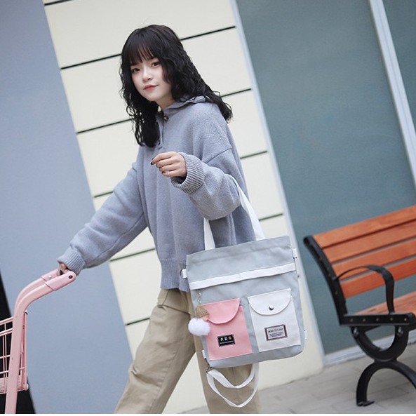 [Mã FASHIONT4WA2 giảm 10K đơn từ 50K] TÚI TOTE, TÚI VẢI CANVAS SIZE A4 ĐEO VAI PHỐI MÀU ĐẸP TN71