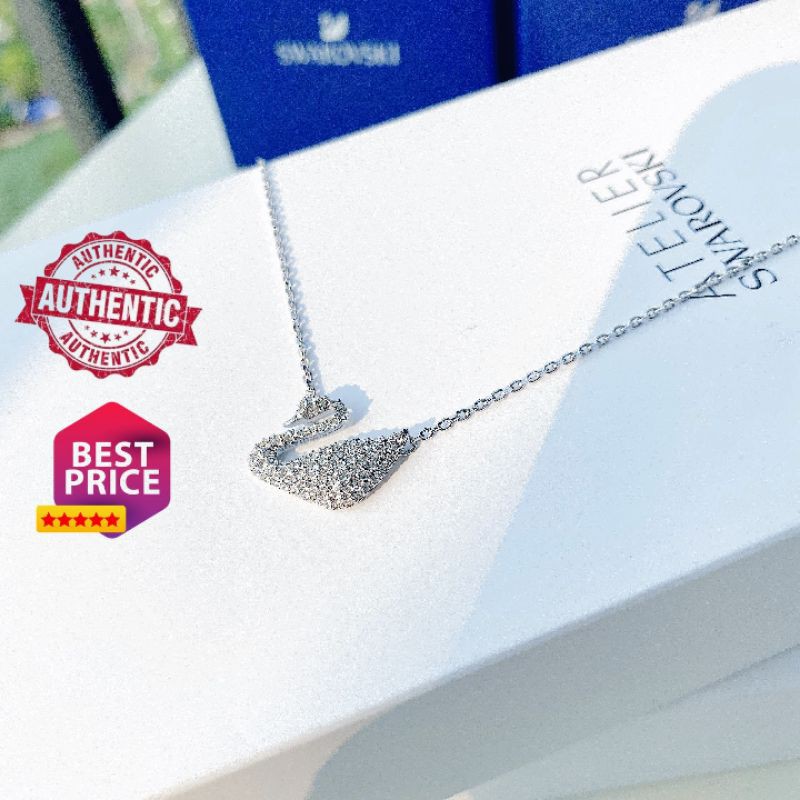 Dây Chuyền Nữ Swarovski Swan Pendant, White, Rhodium Plated Thiên Nga