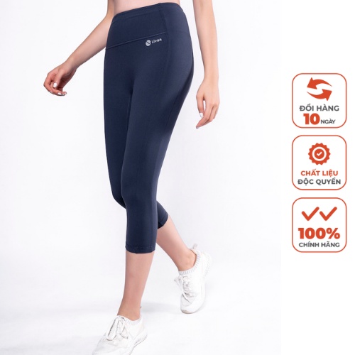 Quần Legging Lửng Tập Gym Yoga All Day Livan Sport Co Giãn Cao Cấp Màu Xanh Than