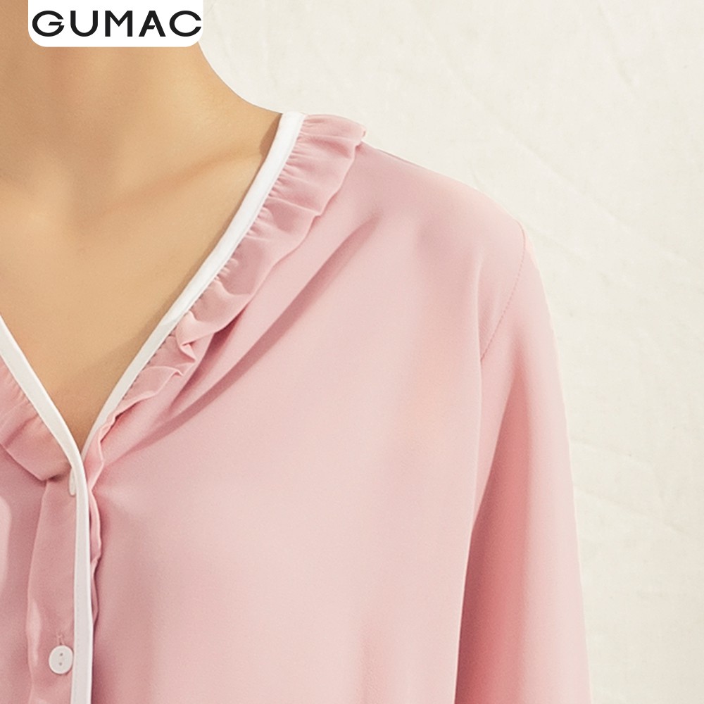 Áo sơ mi nữ cổ viền trắng bèo GUMAC đồ công sở thanh lịch, đủ màu AA1119