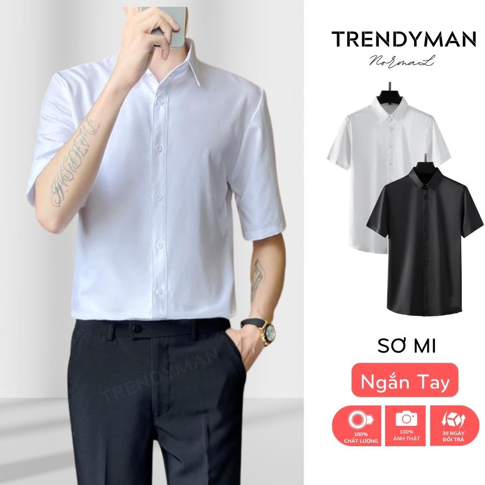 Áo sơ mi nam ngắn tay công sở không nhăn không phai màu siêu bền dáng ôm body TRendyman