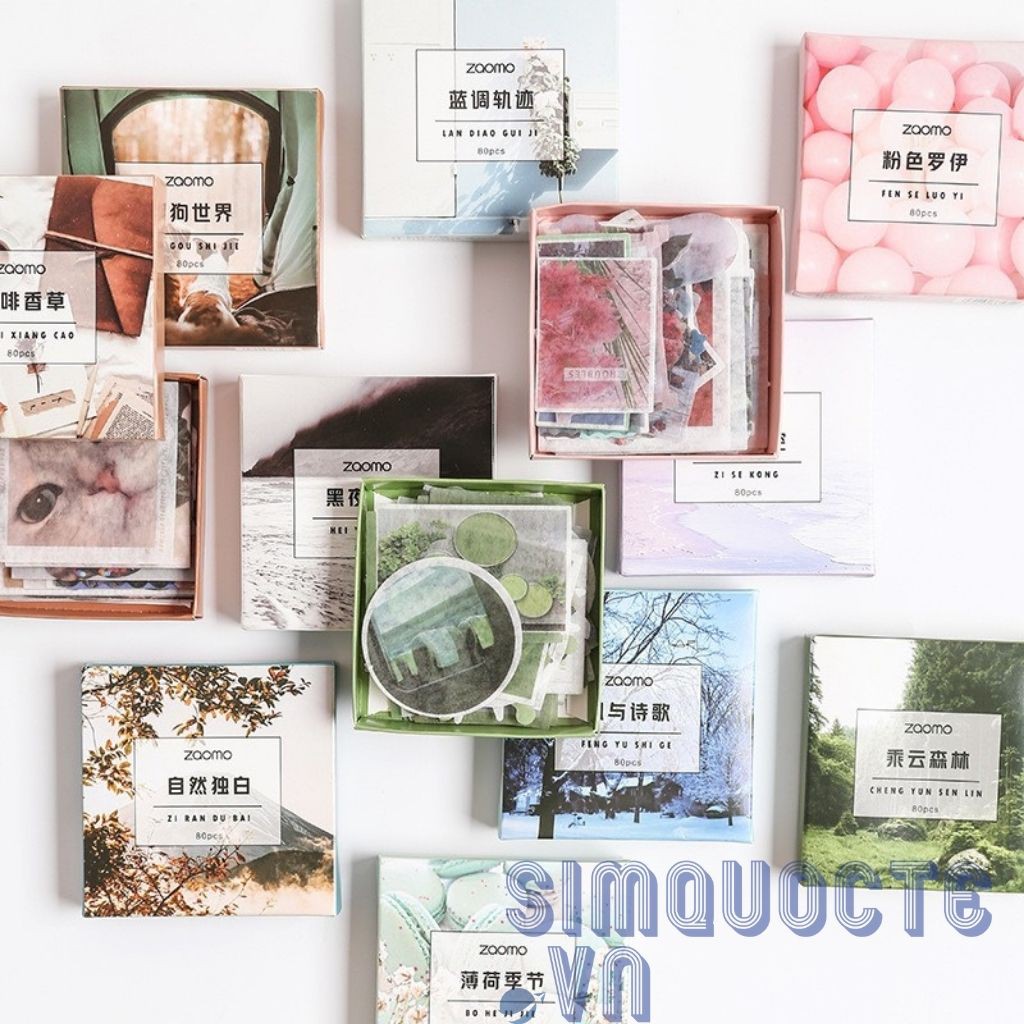 [80 Miếng] Sticker dán nhãn phong cách Nhật Bản nhiều chủ đề Box Sticker ST01