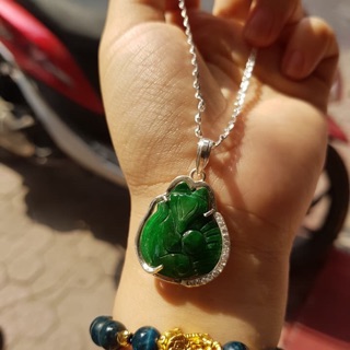 Dây chuyển bạc mặt hồ ly Ngọc sơn thuỷ