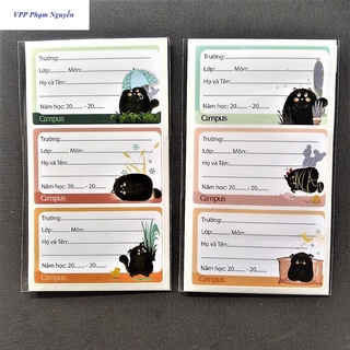 Nhãn vở campus meow nt-meo-18 - 18 nhãn/túi – cute – dễ thương