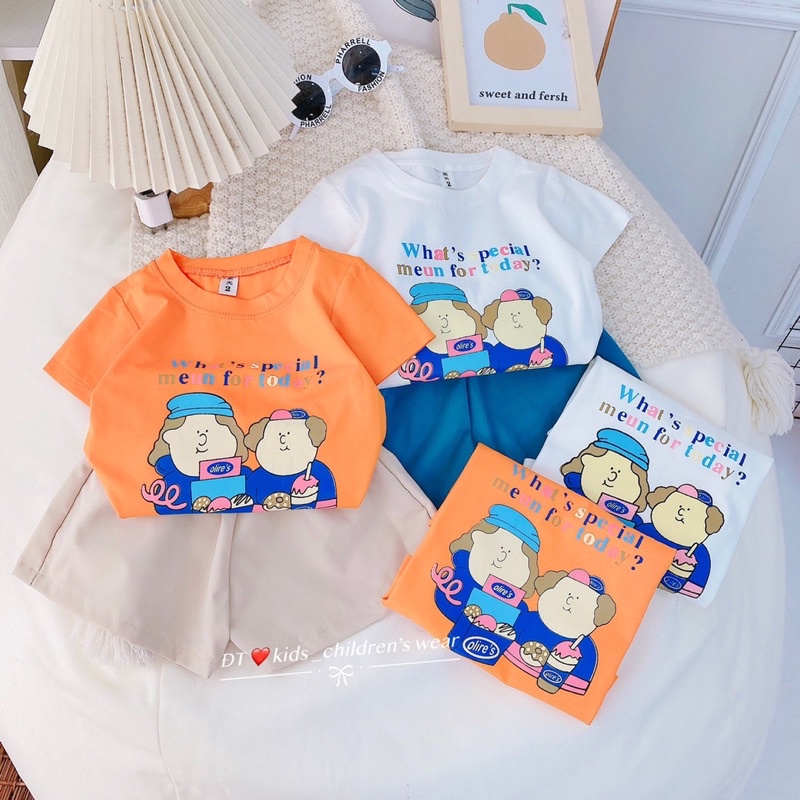 [2-8 tuổi] B2456 Bộ bé gái áo cotton quần thô mềm cho bé từ 16-28kg