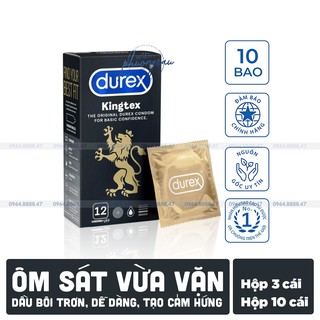 [CHE TÊN SP] Bao Cao Su Durex Kingtex, Chính Hãng, Ôm Sát, Có Dầu Bôi Trơn