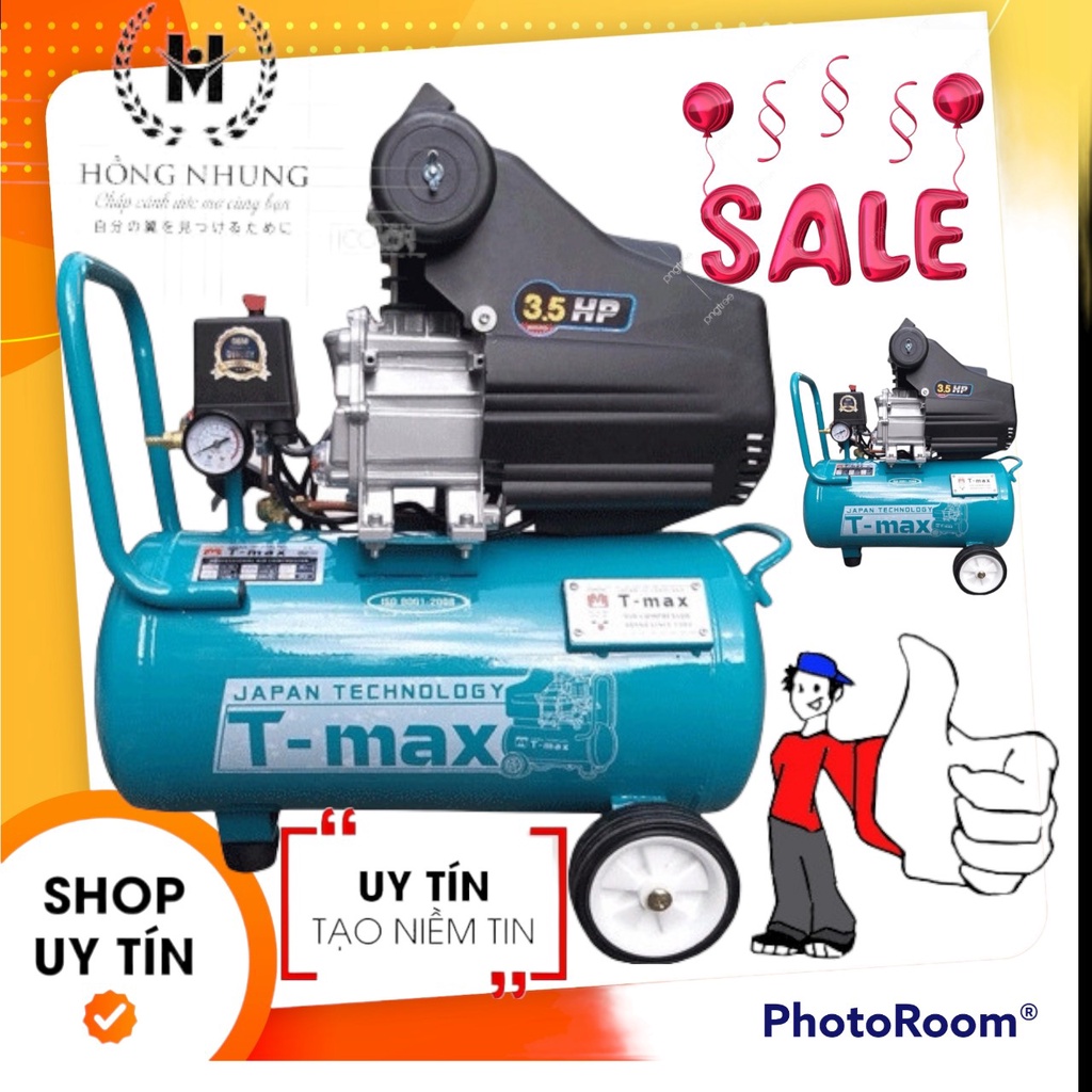 MÁY NÉN KHÍ TMAX TM-30L-3.5 HP, MÁY HƠI CÓ DẦU 30 LÍT CHẤT LƯỢNG