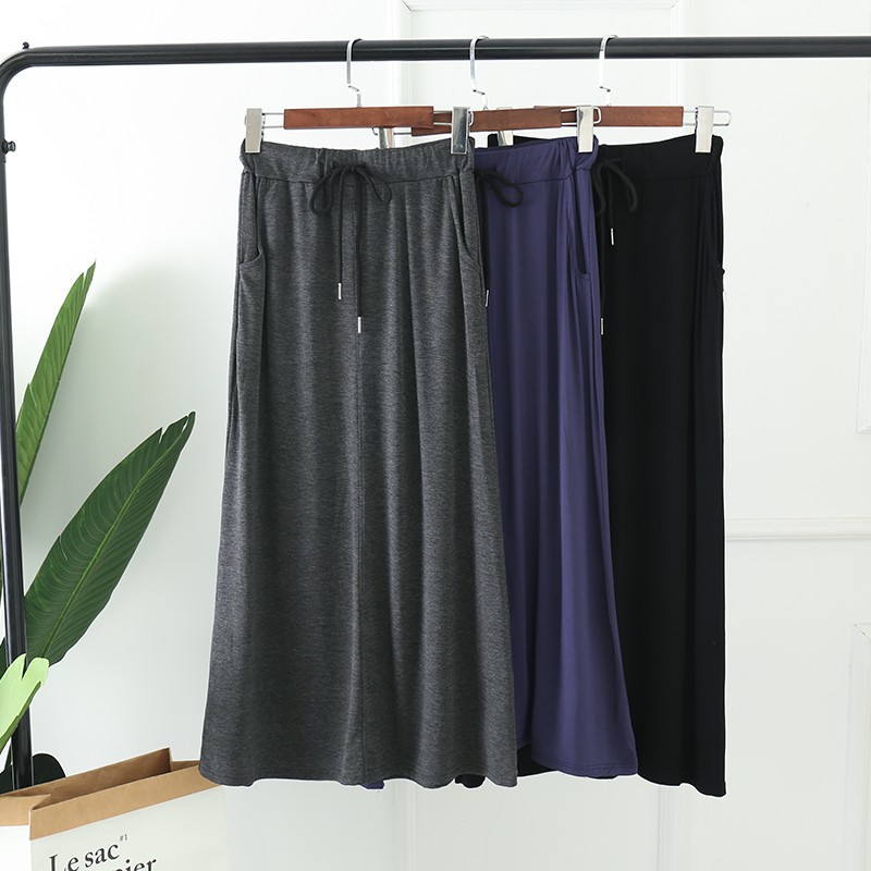 Chân Váy Maxi Lưng Cao Dáng Chữ A Có Túi Thời Trang Hàn Quốc 2021 3 Màu Tùy Chọn Size L-XL