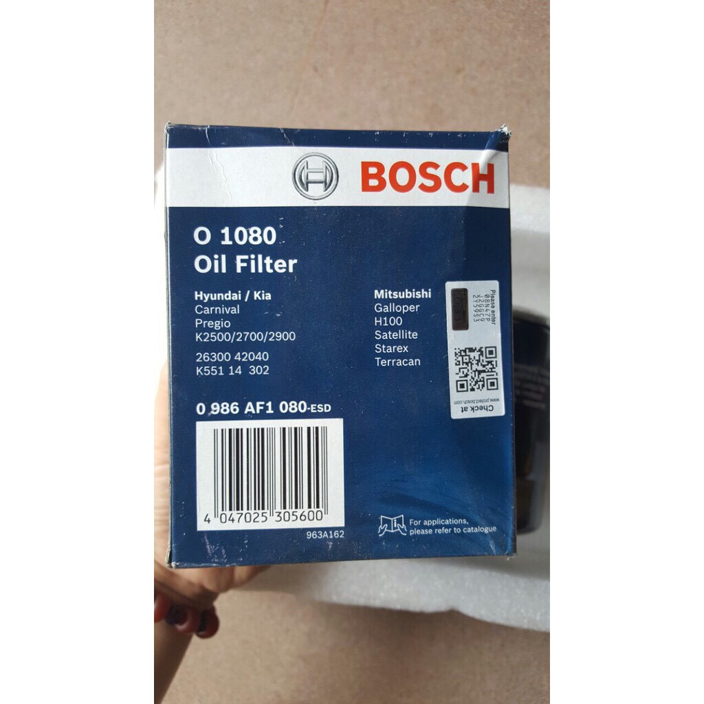 Lọc nhớt 1080 hàng Bosch chính hãng dành cho xe Hyundai Starex, Kia, hyundai tải nhẹ từ 1 tấn đến 3,5 tân