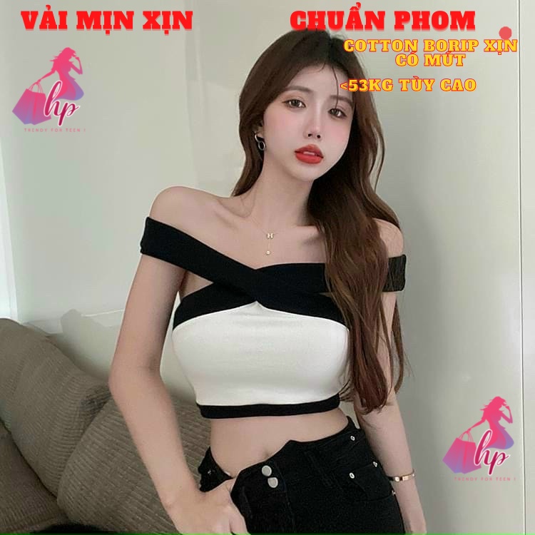 Áo croptop nữ ôm body có mút dây chéo cổ phong cách kiểu hàn quốc cực dễ thương mẫu mới 2022 mã A140